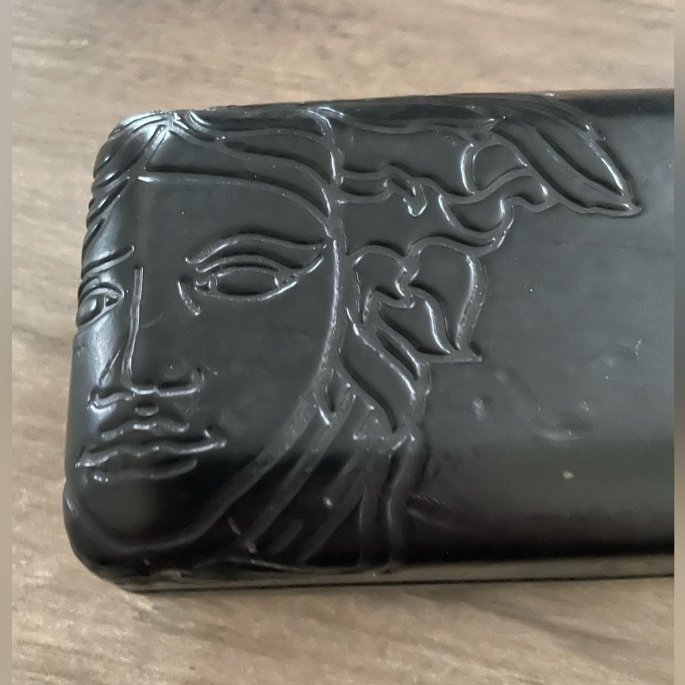 Vintage Gianni Versace Italy Hard black Glasses case Logo cleaning cloth Medusa